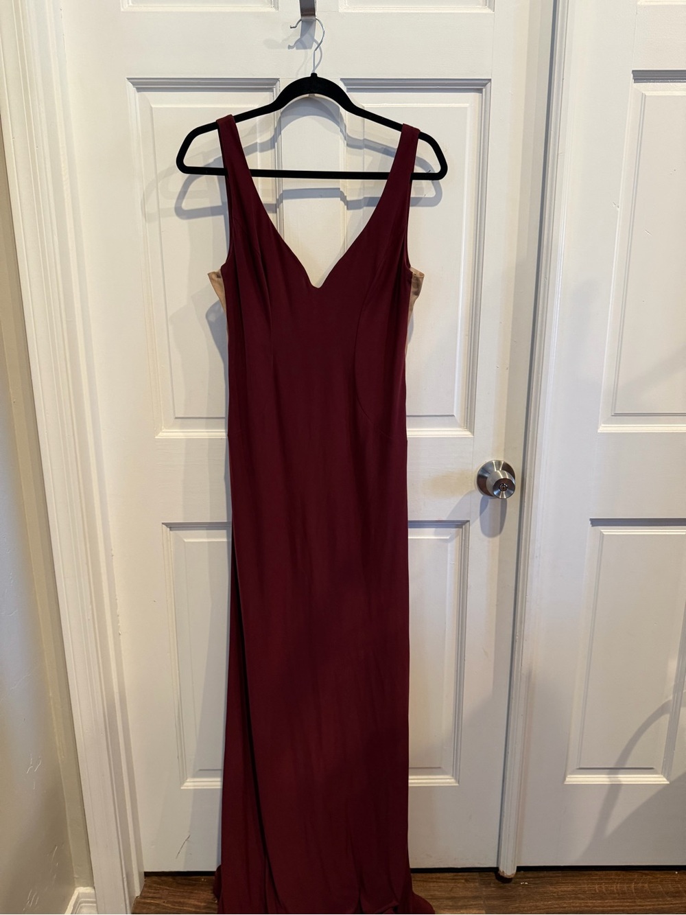 B Darlin Burgundy V-Neck Gown Dress